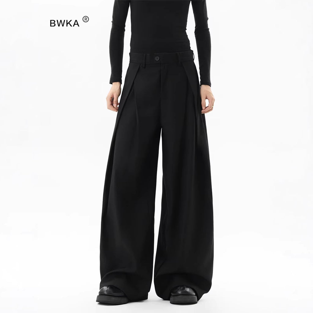 Stylish Black A-Line Pleated Trousers for Men