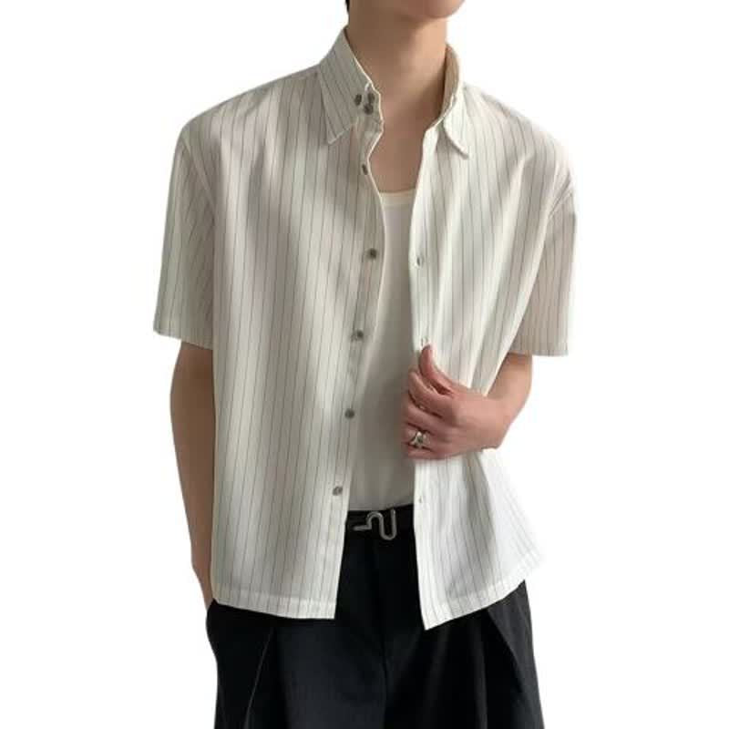 Casual Striped Short Sleeve Shirt for Men