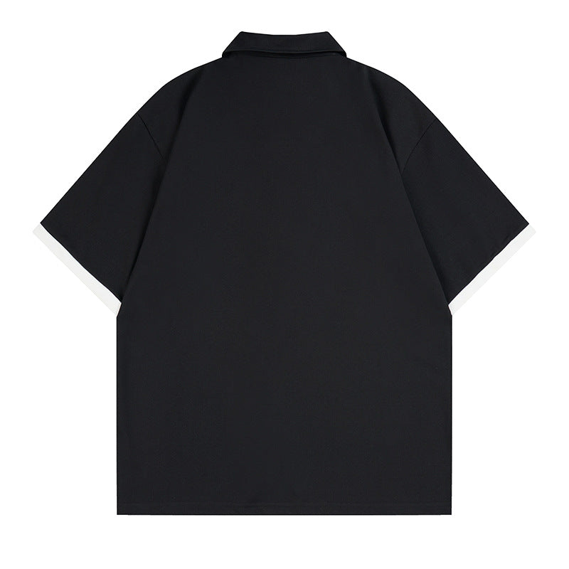 Style Patchwork Two-Piece Polo Shirt for Men