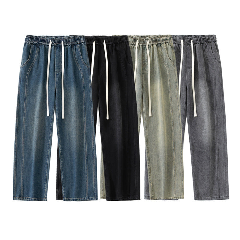 Tang Denim Pants for Men, Distressed Washed