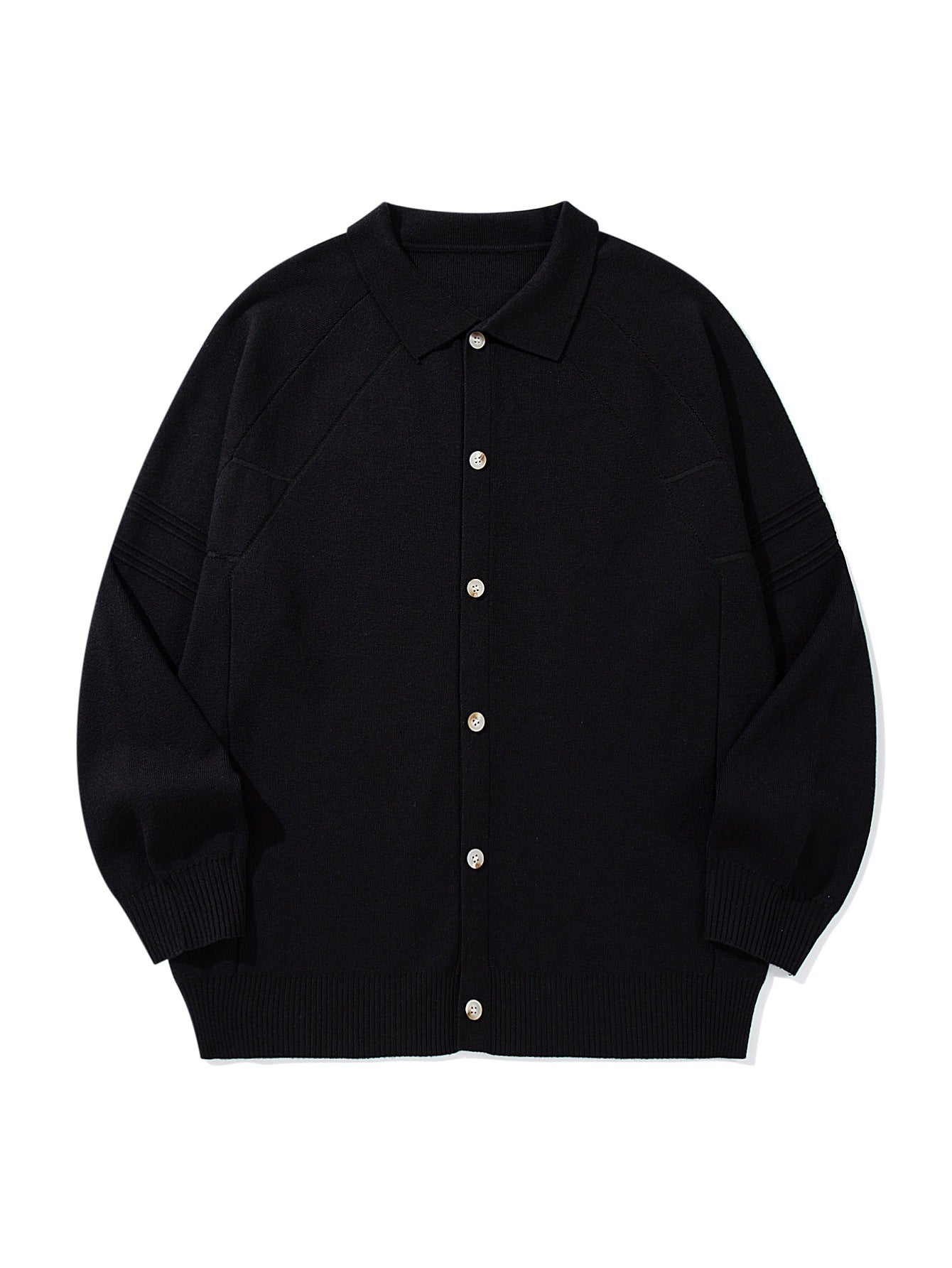 Trendy Panel Texture Heavyweight Loose Casual Turn-down Collar Open Front Sweater