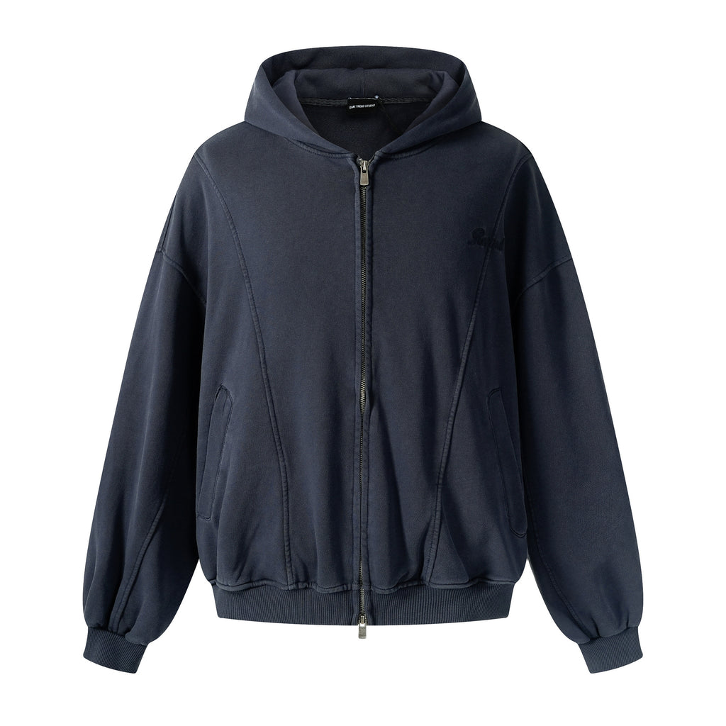 Loose deconstruction zipper hoodie for men