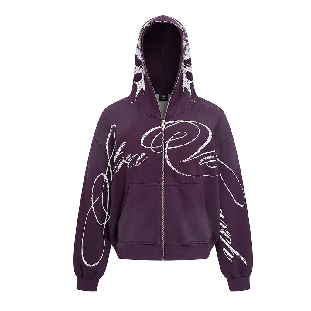 Graffiti cardigan zipper hoodie for men