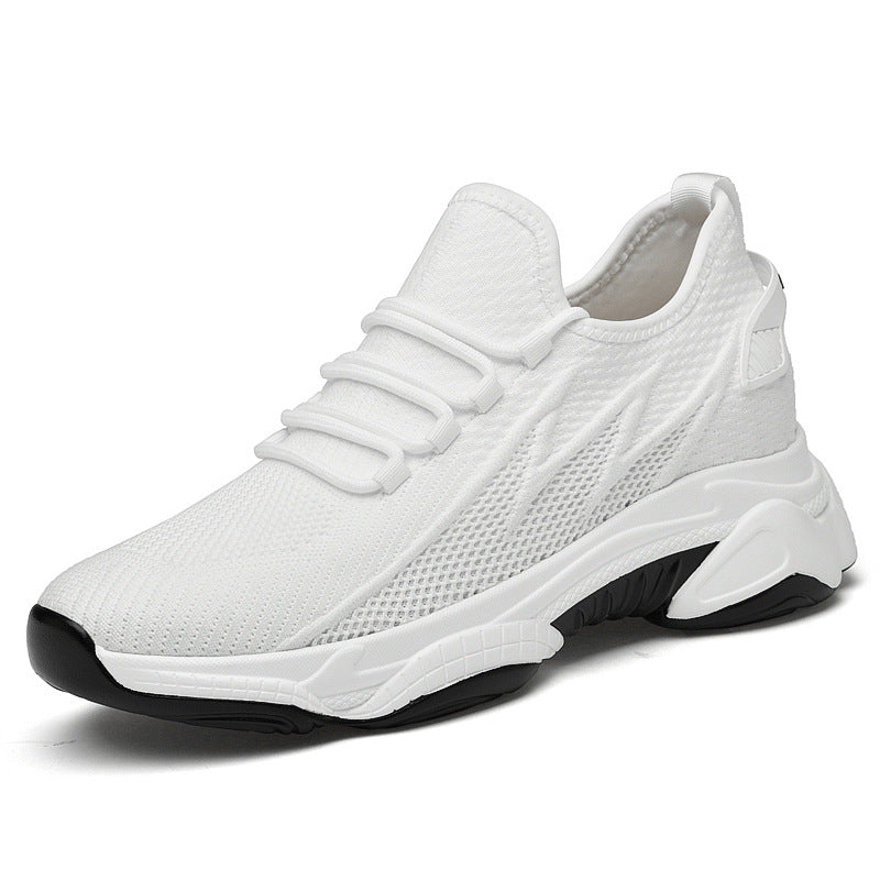 Tie-up Height-Increasing Shoes, Breathable Mesh Casual Shoes