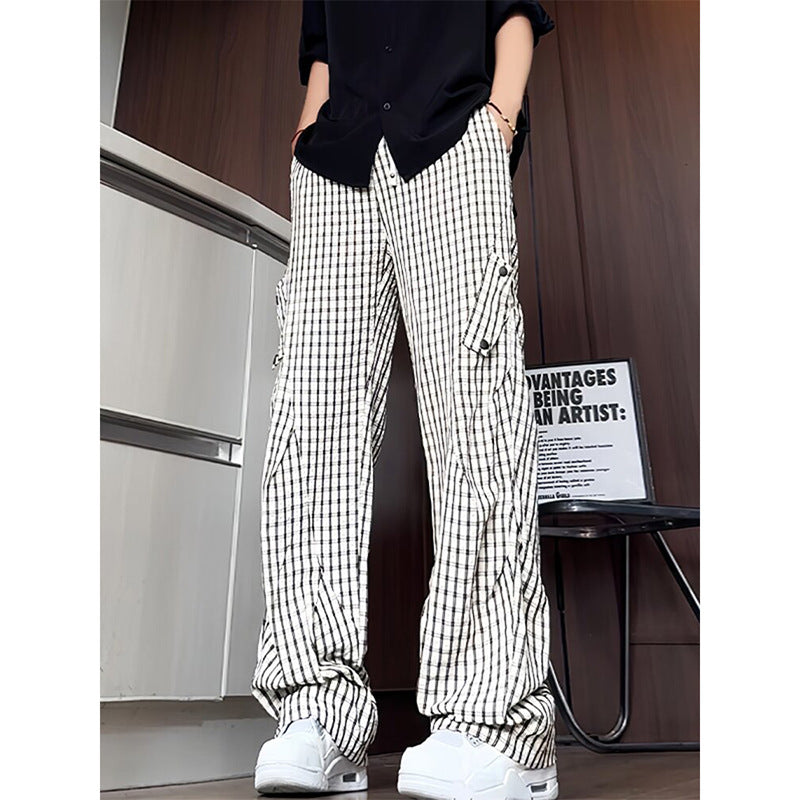 Pants Men Lightweight Fishbone Pattern Paratrooper Pants