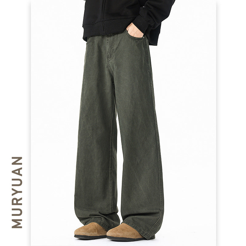 Simple Washed Cotton Casual Pants for Men and Women