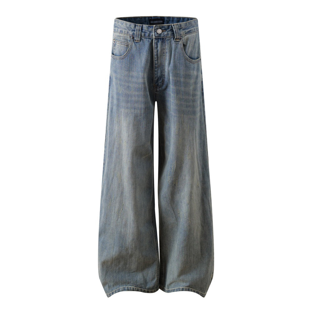 Washed denim pants for men