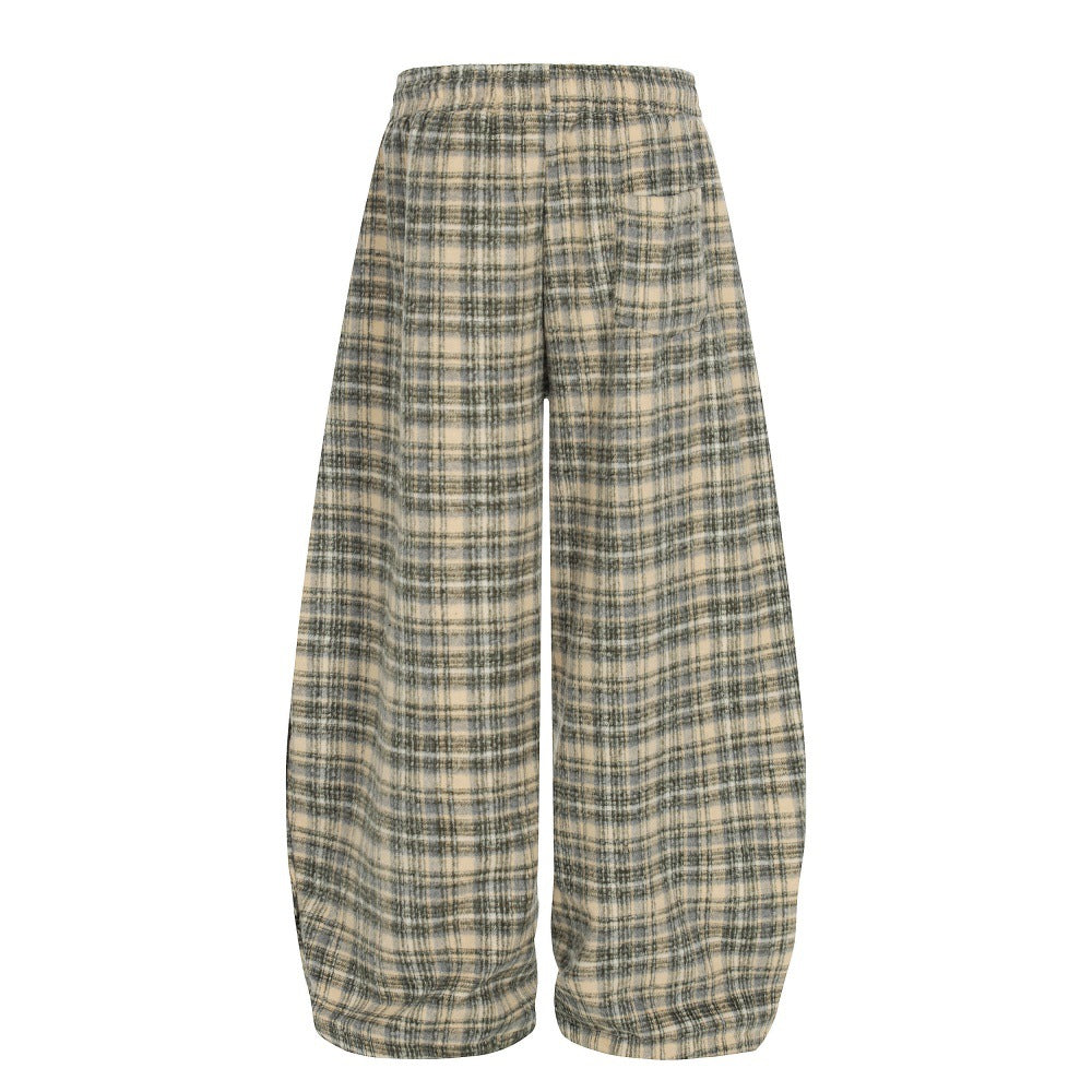 Plaid wide leg pants for men