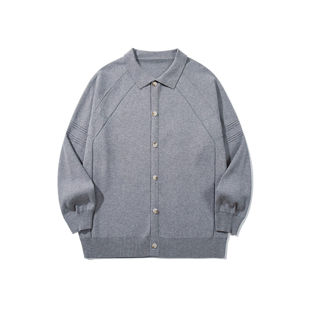 Trendy Panel Texture Heavyweight Loose Casual Turn-down Collar Open Front Sweater