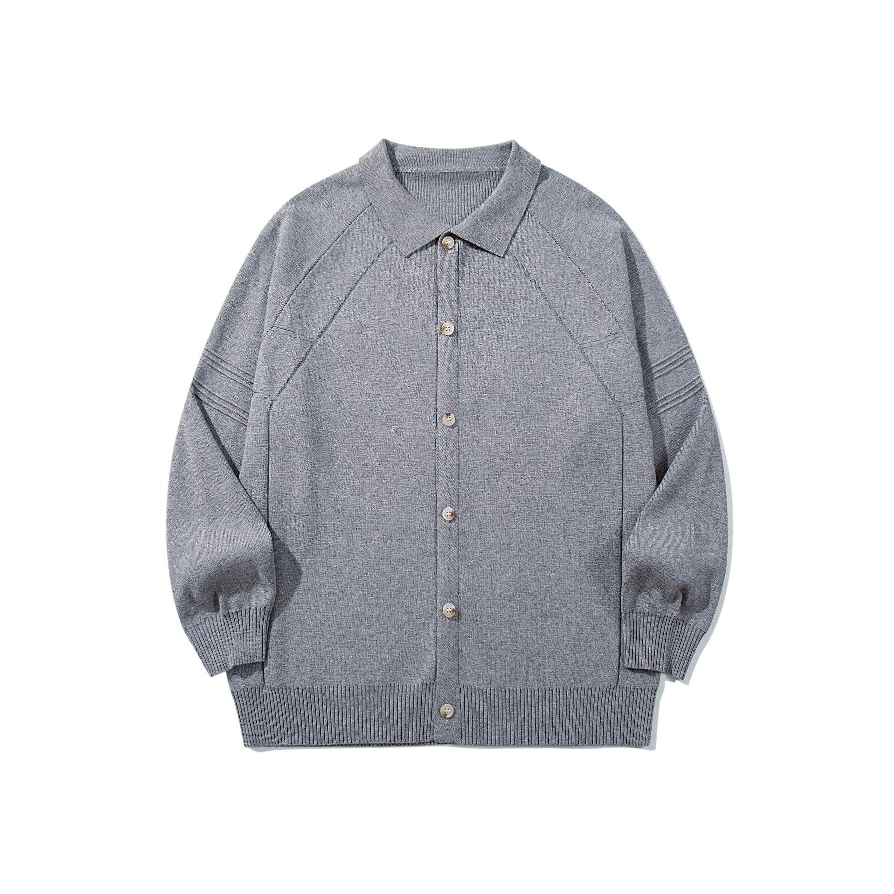 Trendy Panel Texture Heavyweight Loose Casual Turn-down Collar Open Front Sweater
