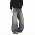 Texture Washed Knife-Edge Denim Pants Men