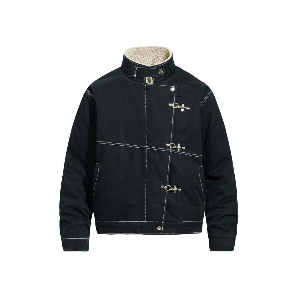 Airplane buttoned lamb wool cotton jacket