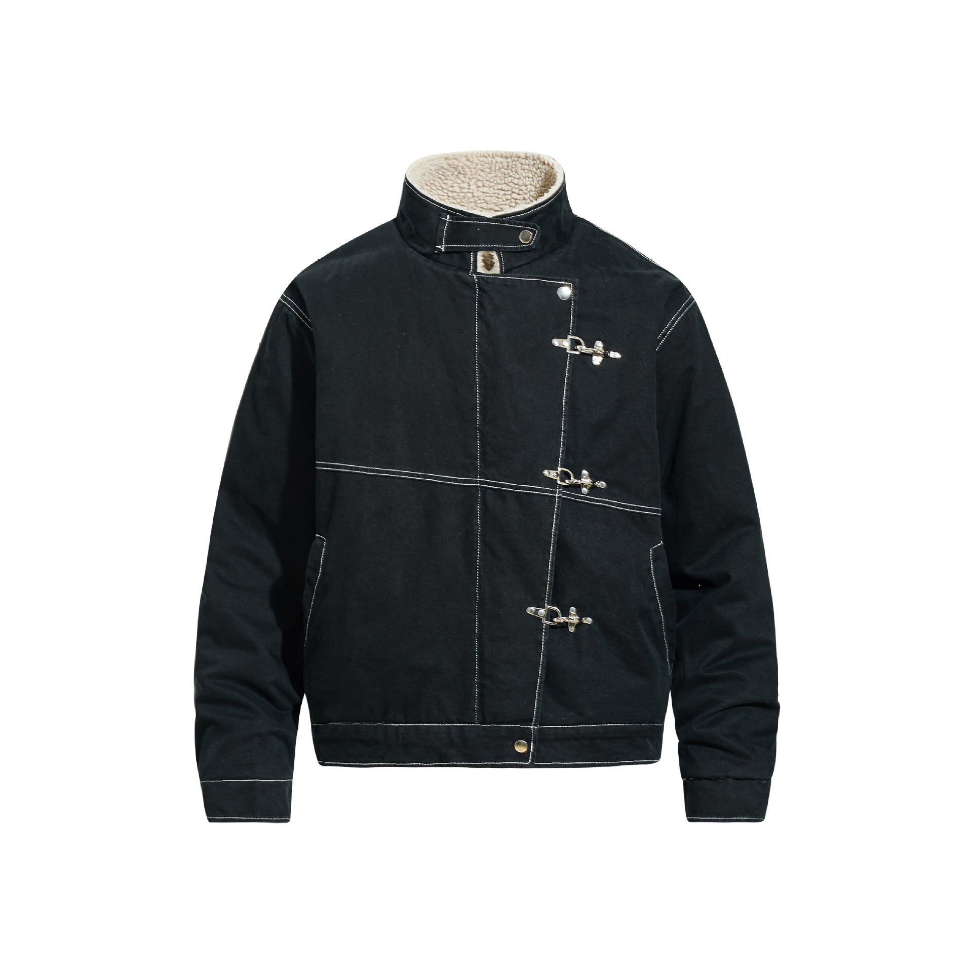 Airplane buttoned lamb wool cotton jacket