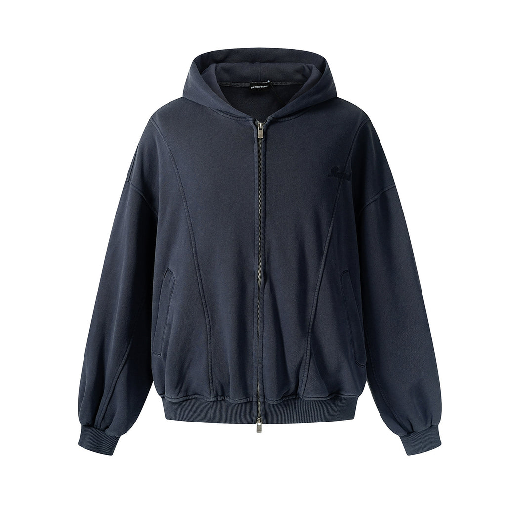 Loose deconstruction zipper hoodie for men