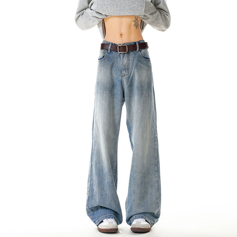Street Style Washed Straight Leg Jeans