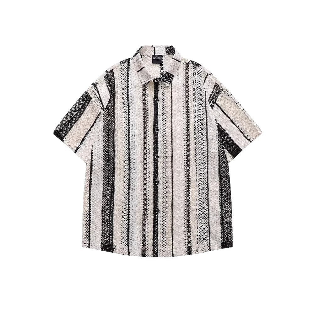 Outfit Hollow-Out Shirt Short Sleeve Men