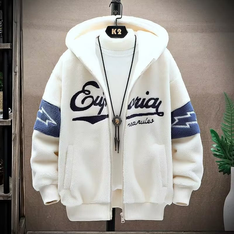 Lamb plush cotton jacket for men