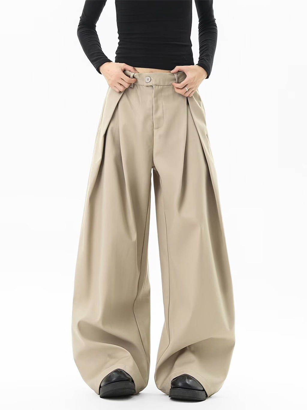 Stylish Black A-Line Pleated Trousers for Men