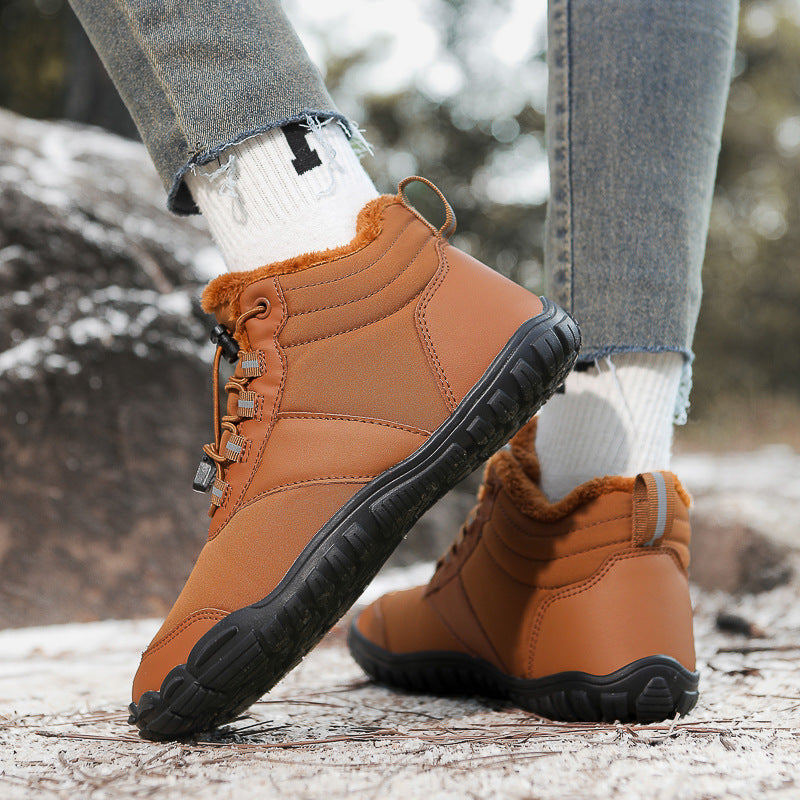 Winter Snow Boots Men's Mid-Calf Warm Fleece Lined Winter Shoes