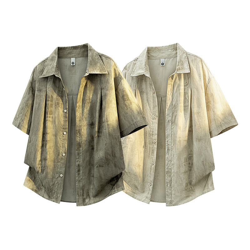 Dyed Lyocell Rayon Short Sleeve Shirt for Men