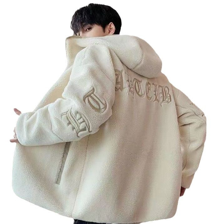 Lamb plush cotton jacket for men