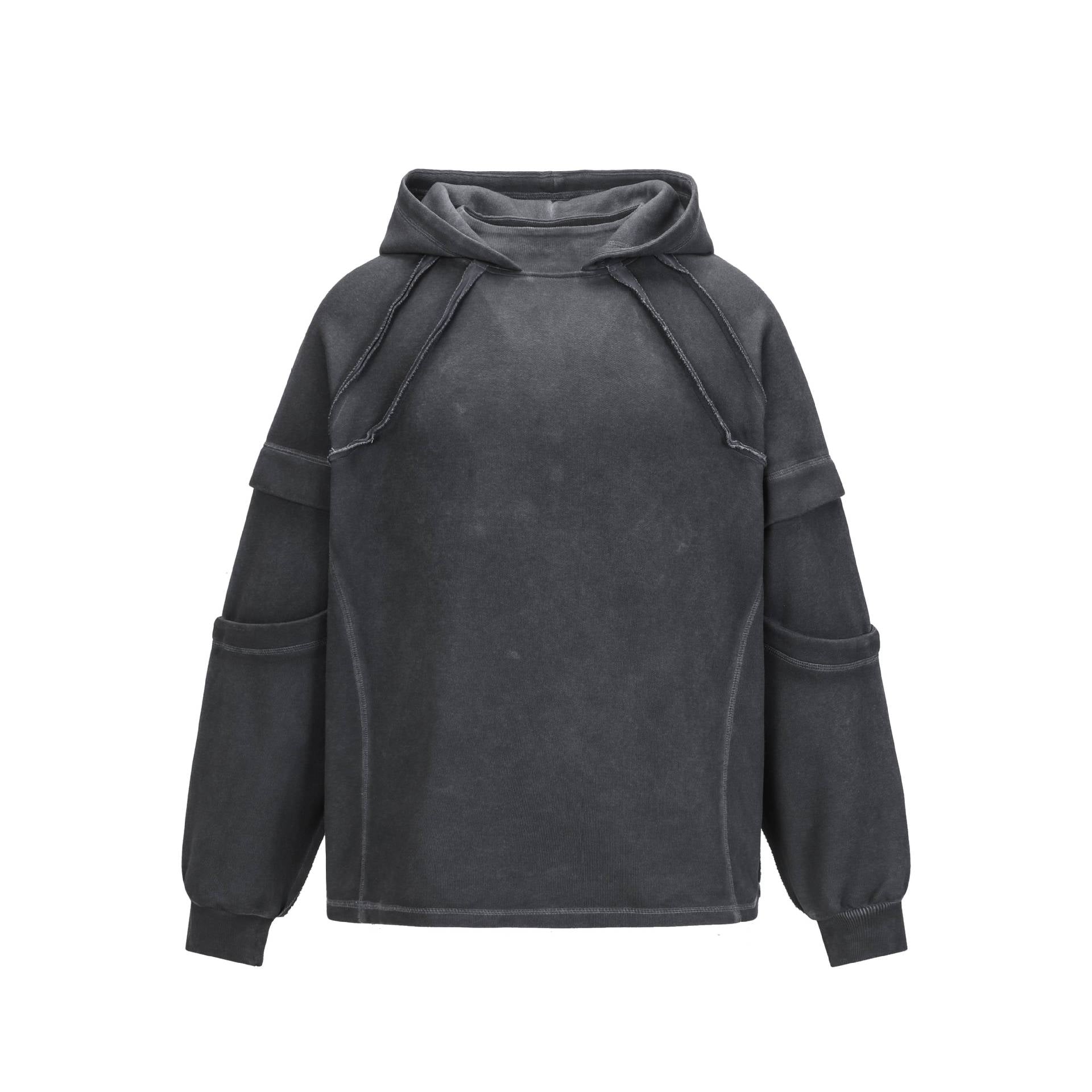 Exposed loop spliced hoodie