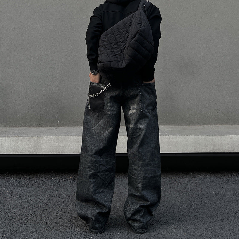 Washed denim jeans