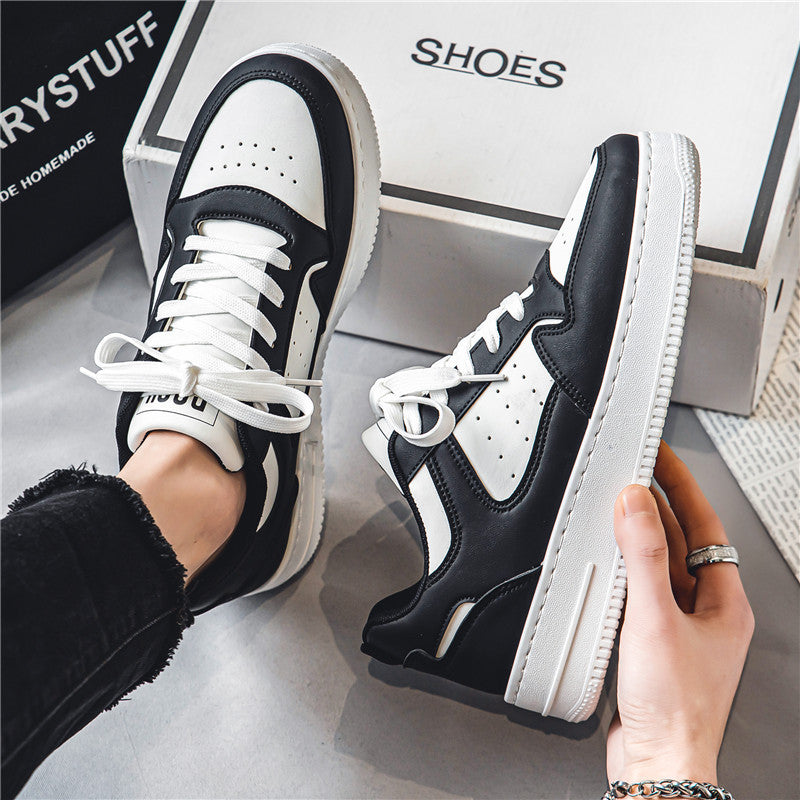 Spring New Breathable White Sneakers for Students, Fashionable and Versatile Chunky Sole Casual Athletic Shoes for Teens, Low-Top Skate Style