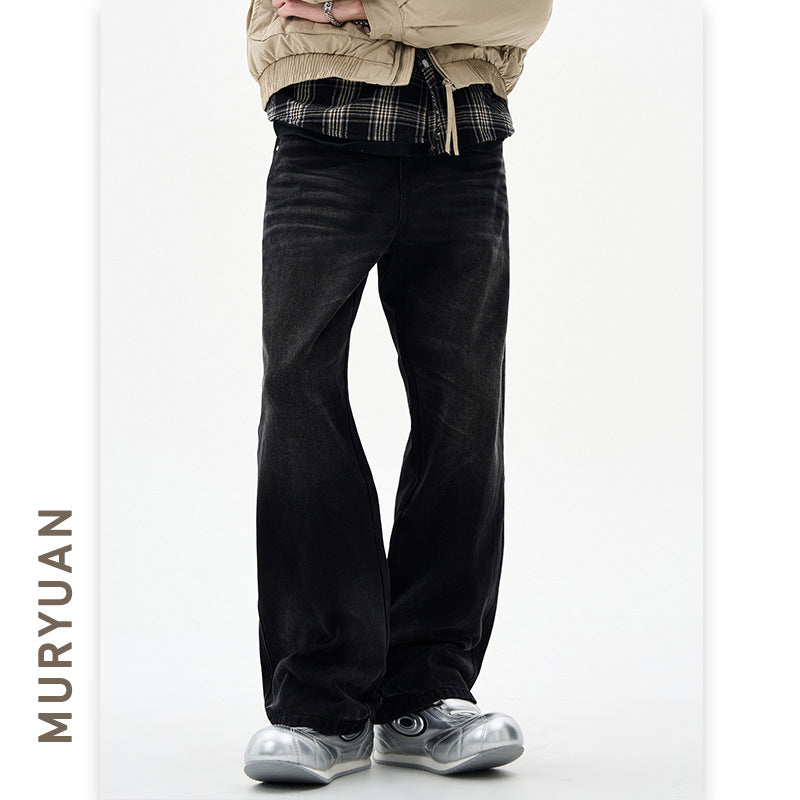 Heavyweight Washed Black Denim Pants for Men