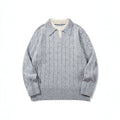 Knit Sweater Men's Faux Two-Piece Cable Knit Crewneck Pullover