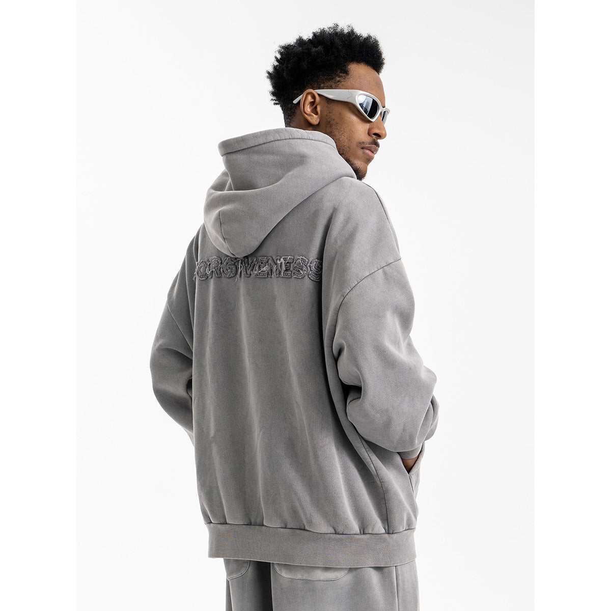 Embroidery Letter Minimalist Hoodie for Men