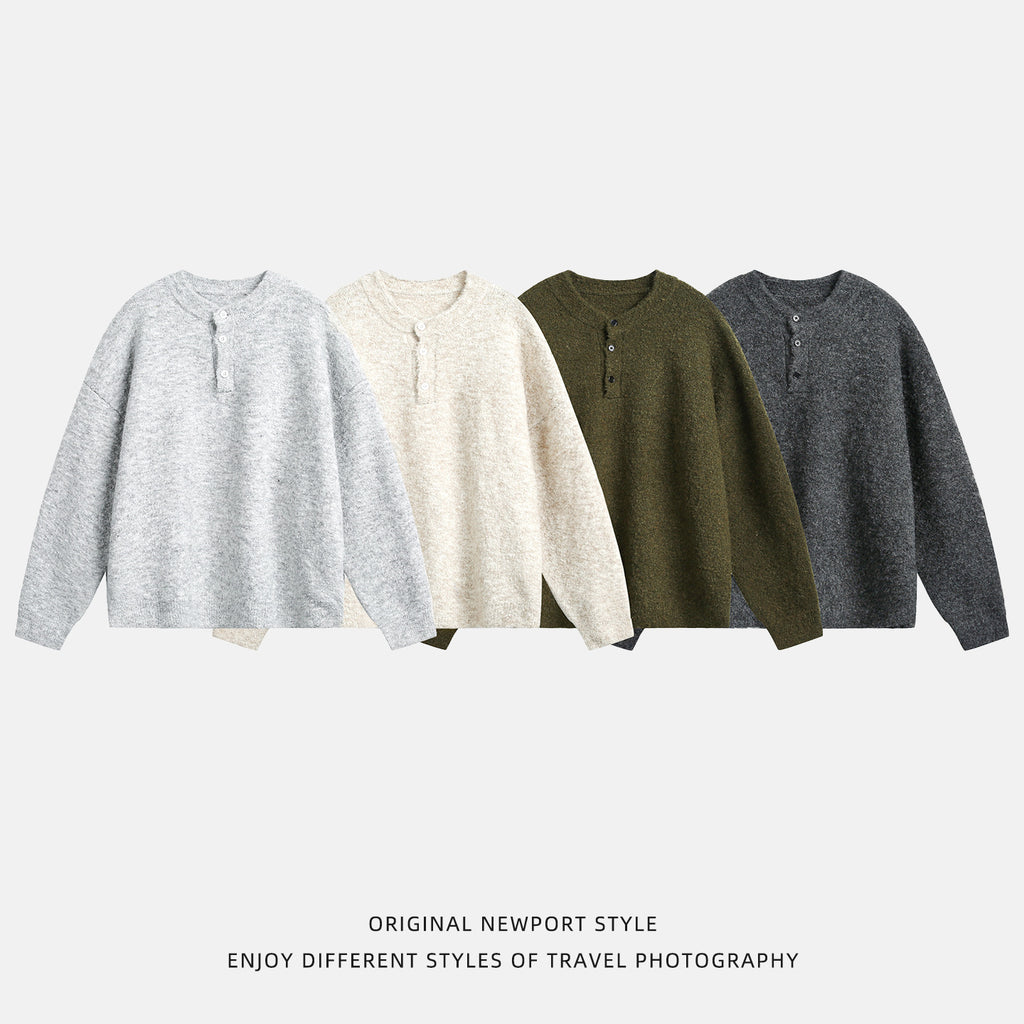 Solid color polo sweater for men