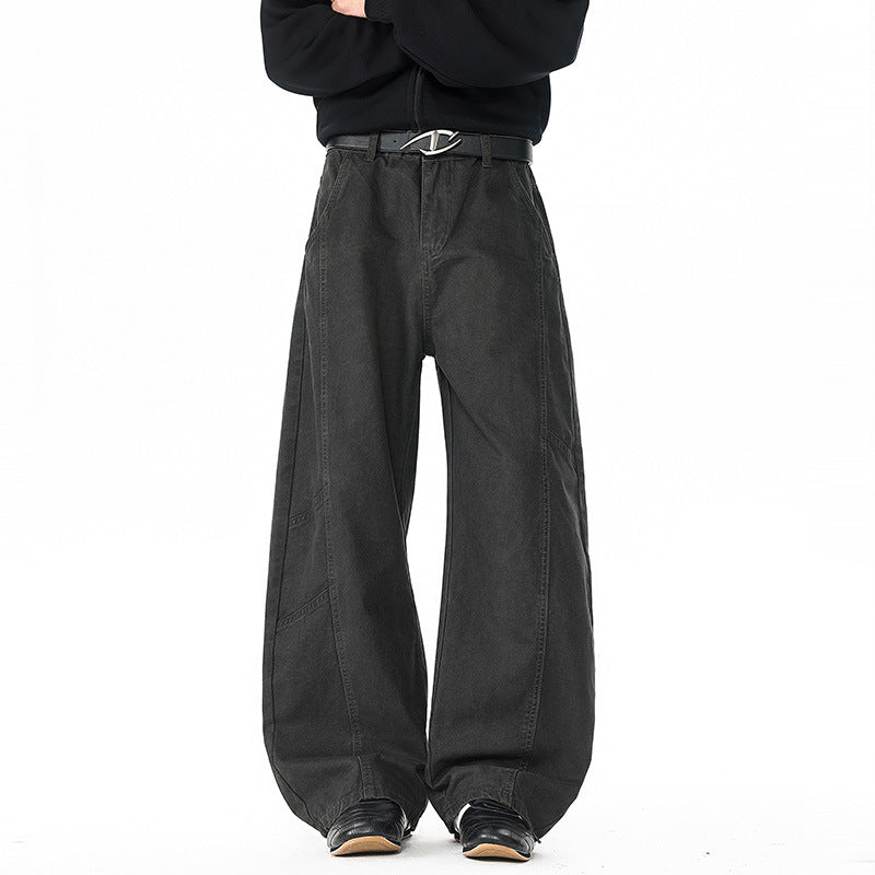 Washed Patchwork Knife Pants for Men and Women