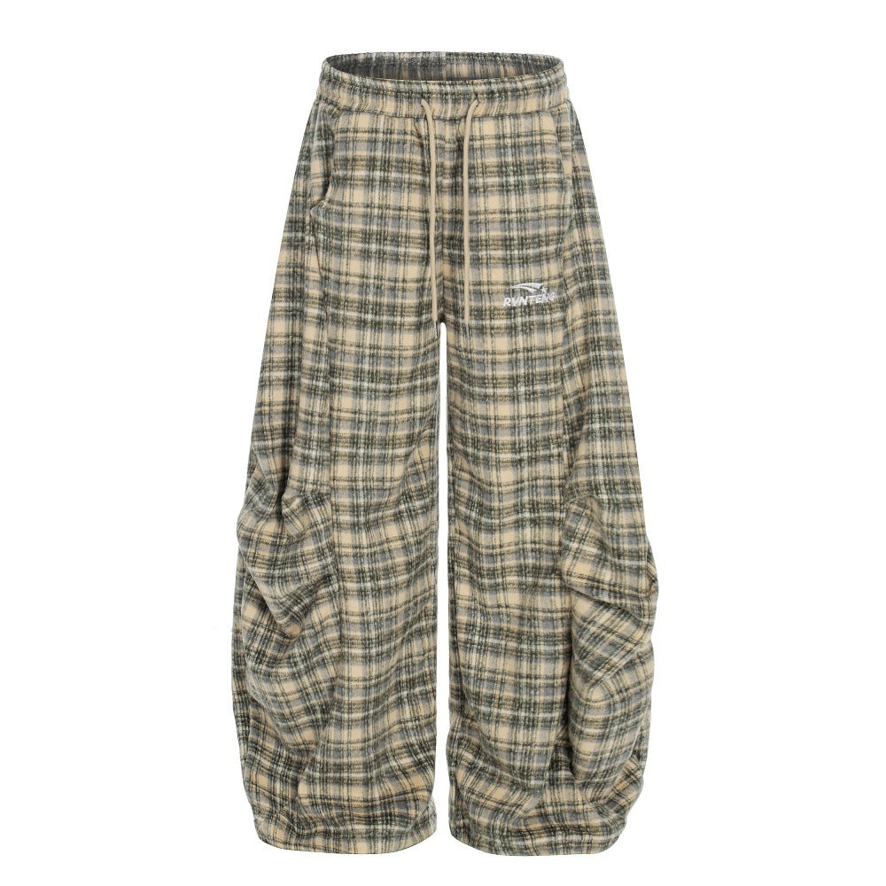 Plaid wide leg pants for men