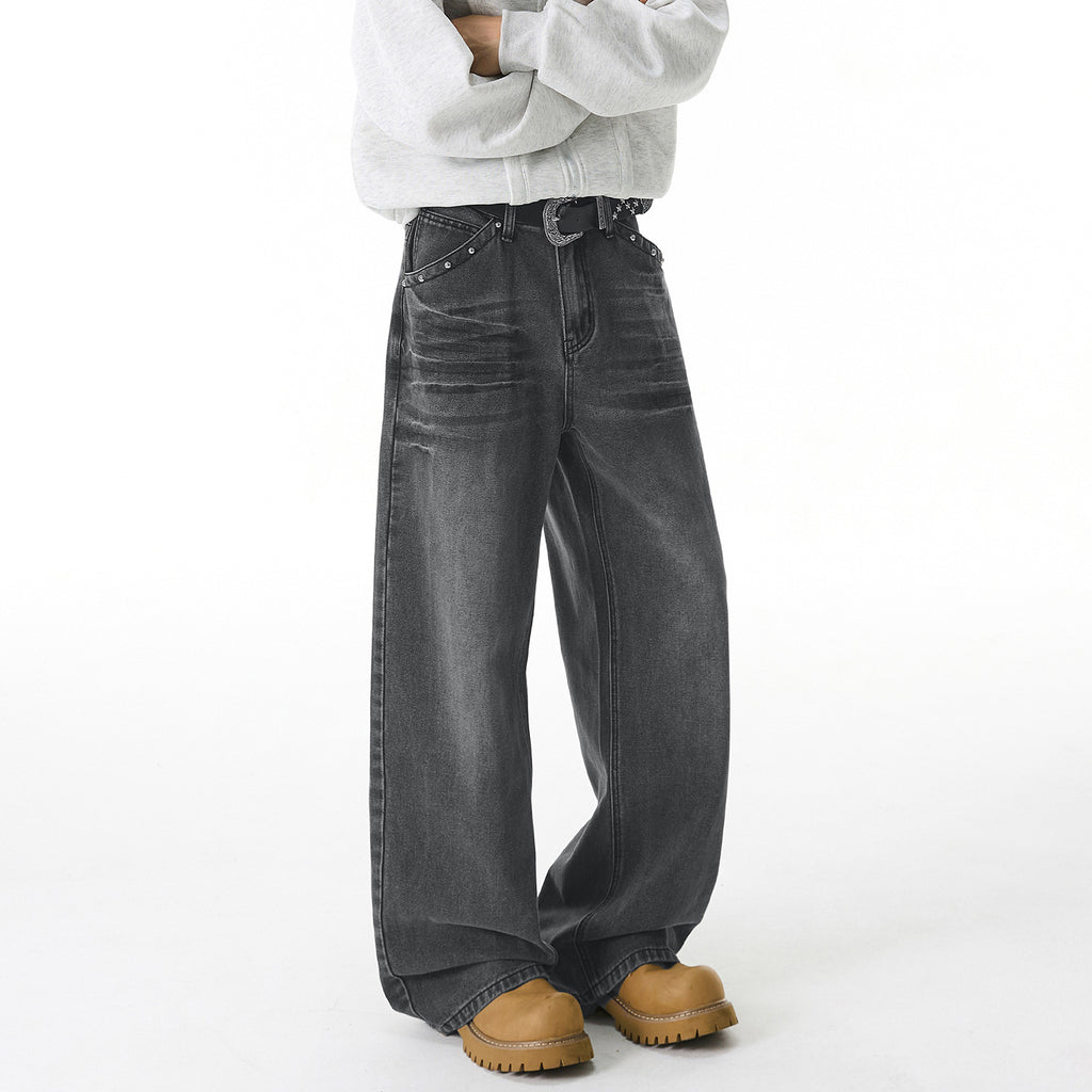 Washed denim jeans for men