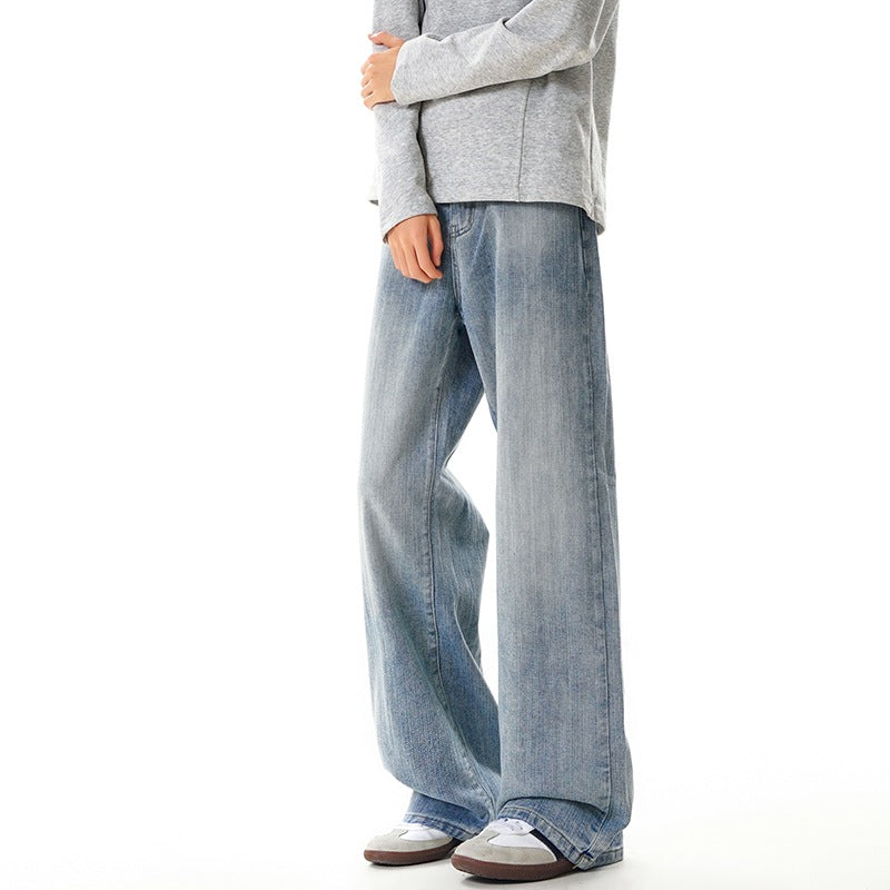 Street Style Washed Straight Leg Jeans