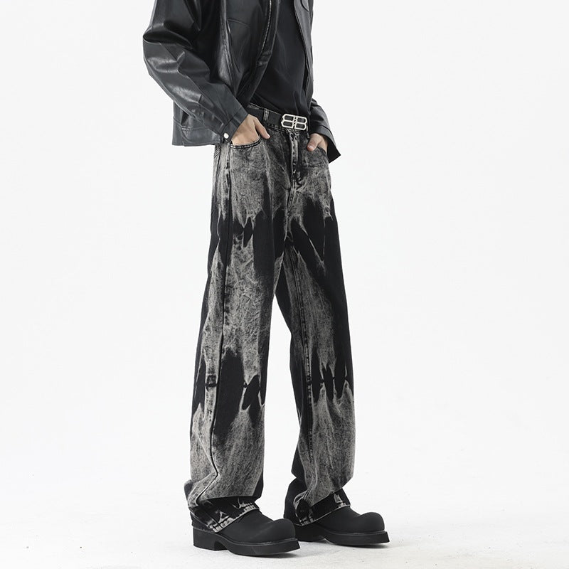 Vibe Style Gradient Black Denim Pants Men