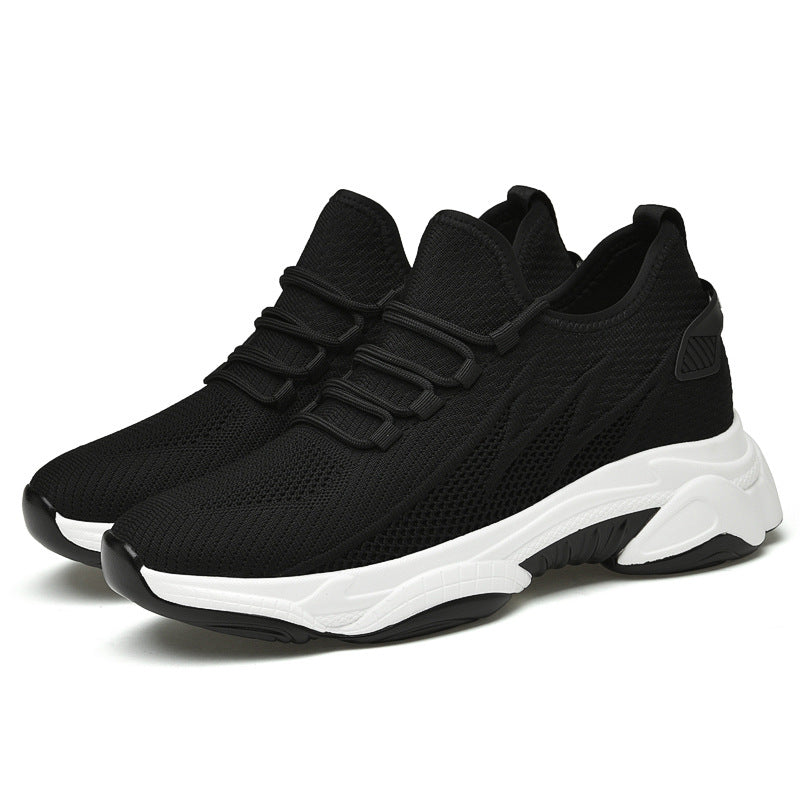 Tie-up Height-Increasing Shoes, Breathable Mesh Casual Shoes