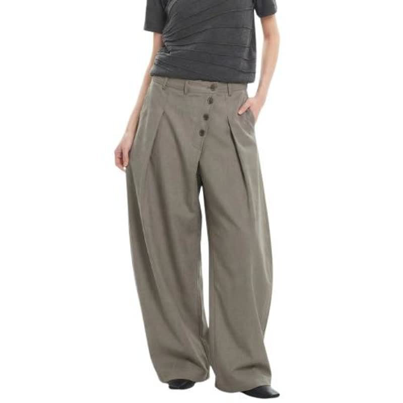 Design Buttoned Slash Cut Trousers for Men