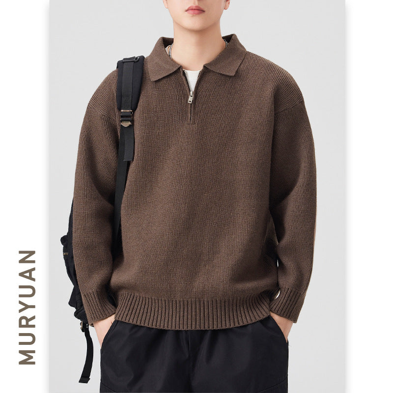 Simple Polo Neck Knitwear for Men and Women