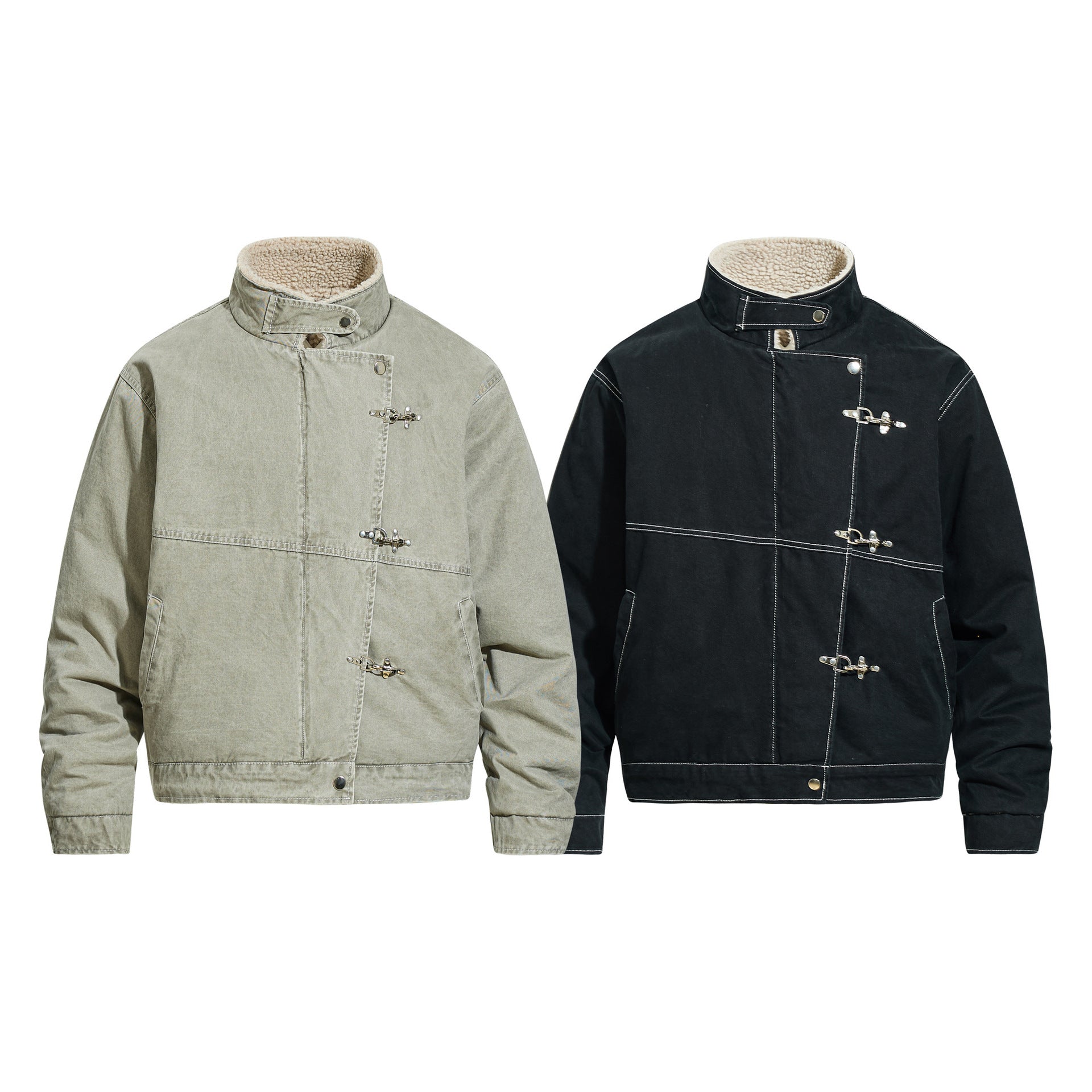 Airplane buttoned lamb wool cotton jacket