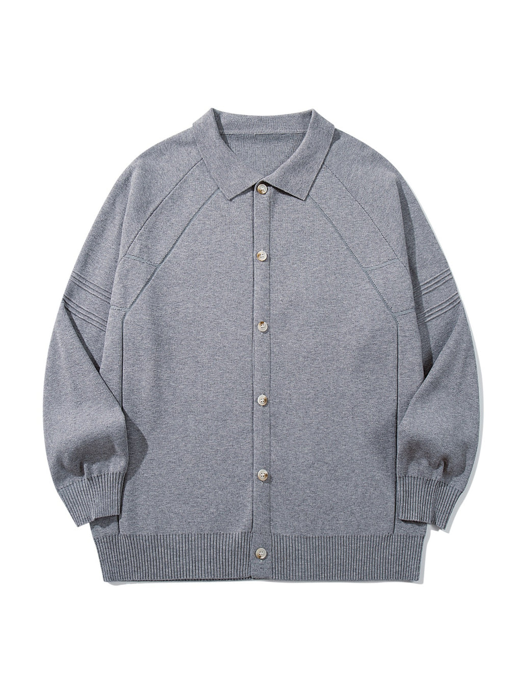 Trendy Panel Texture Heavyweight Loose Casual Turn-down Collar Open Front Sweater