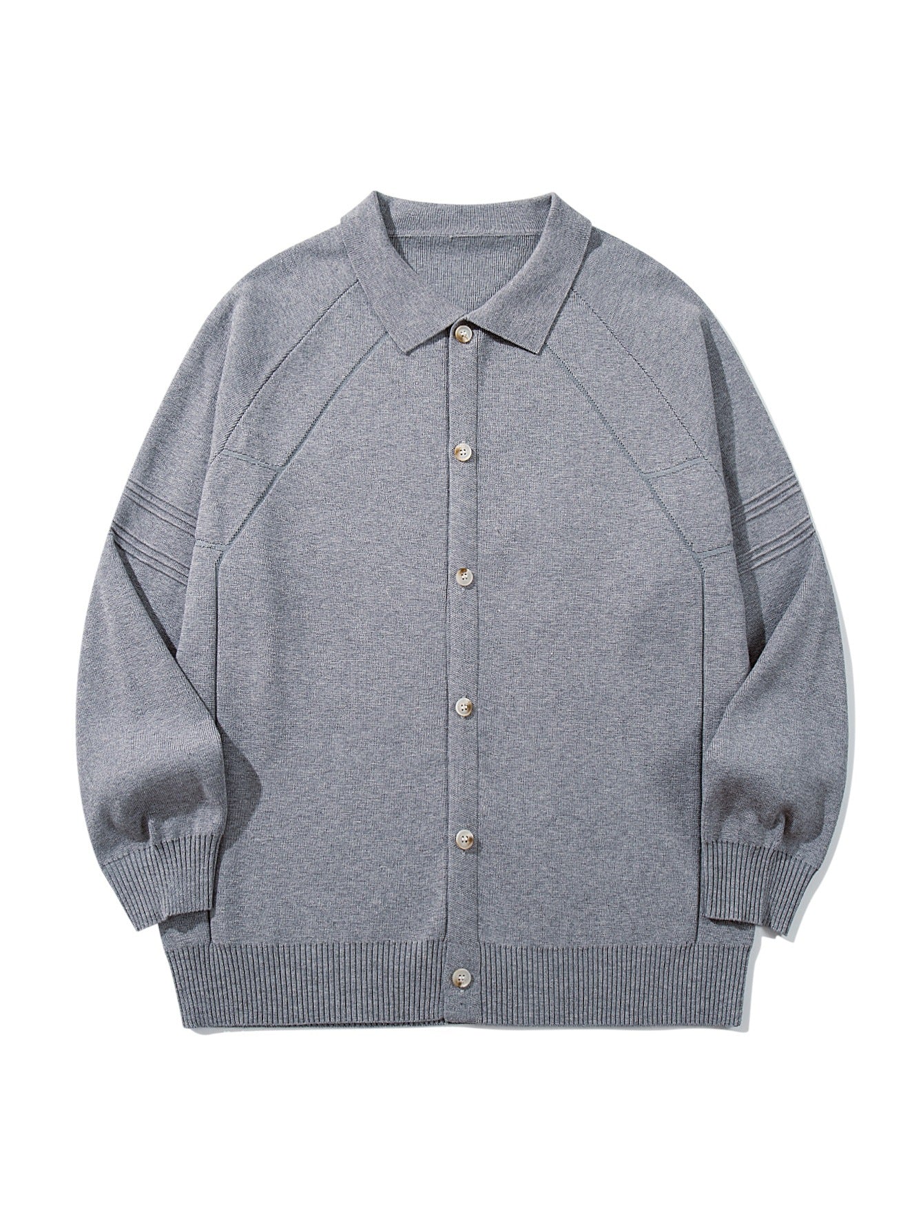 Trendy Panel Texture Heavyweight Loose Casual Turn-down Collar Open Front Sweater