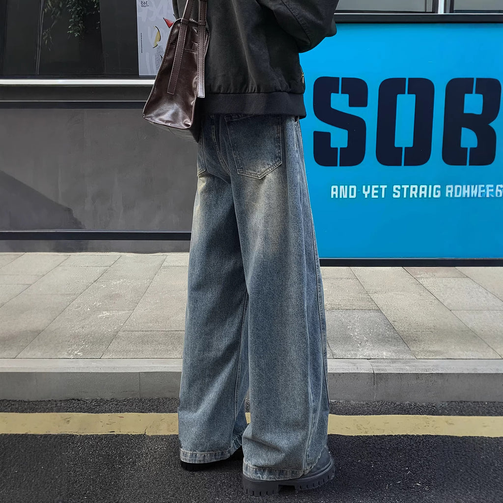Vintage Blue Cut-Off Denim Pants for Men