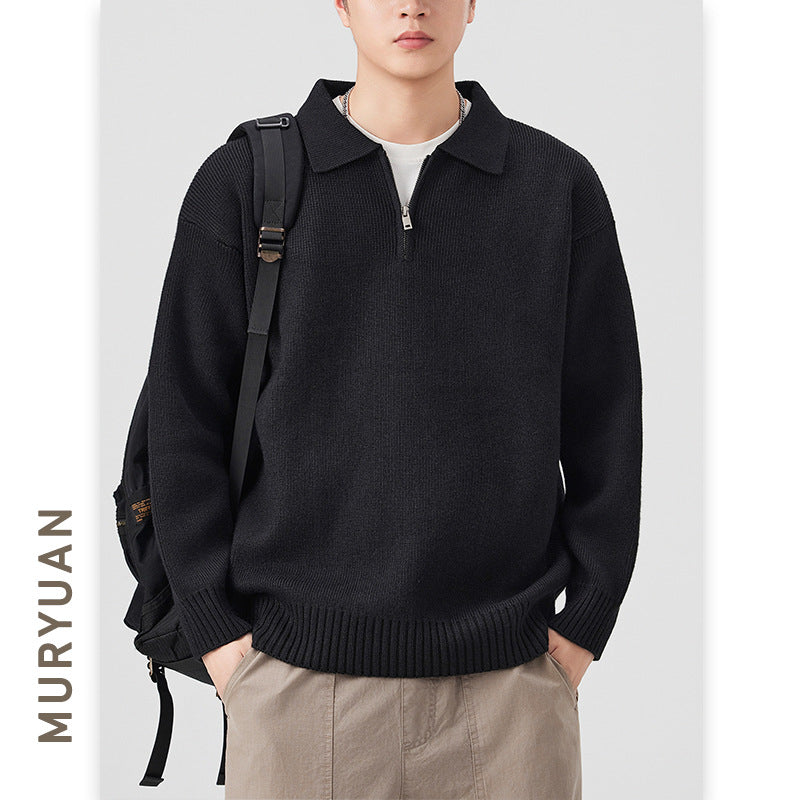 Simple Polo Neck Knitwear for Men and Women