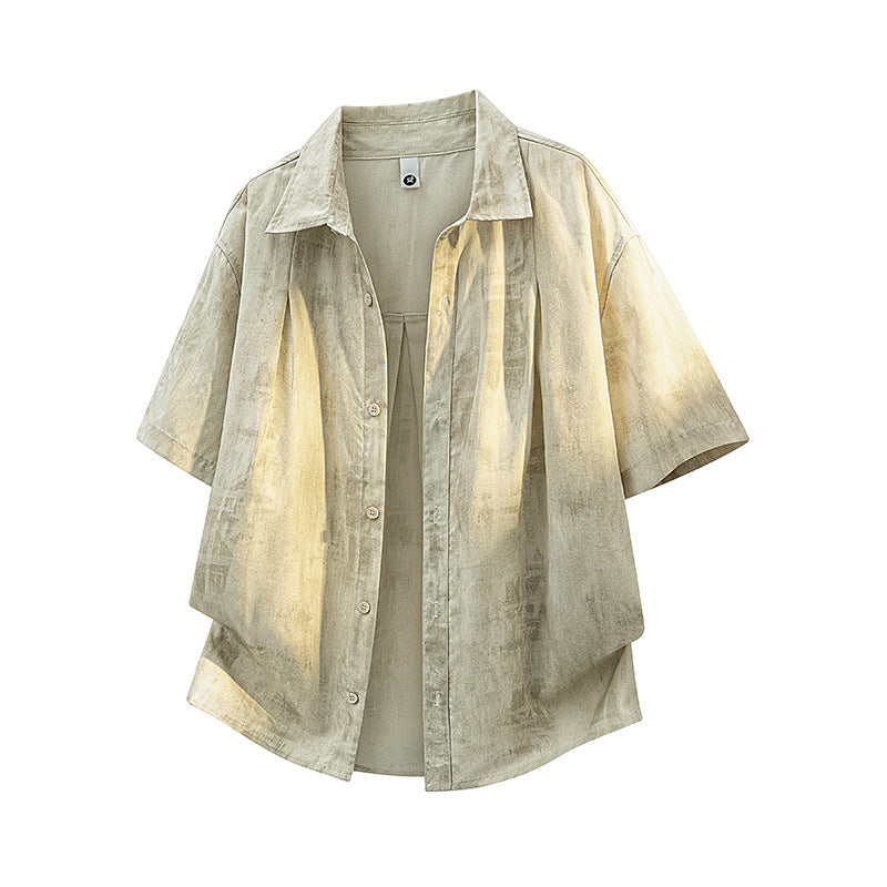 Dyed Lyocell Rayon Short Sleeve Shirt for Men