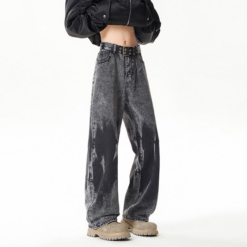 Dye-Printed Street-Style Denim Pants