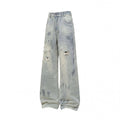 Lightweight Paint Splatter Ripped Jeans for Men