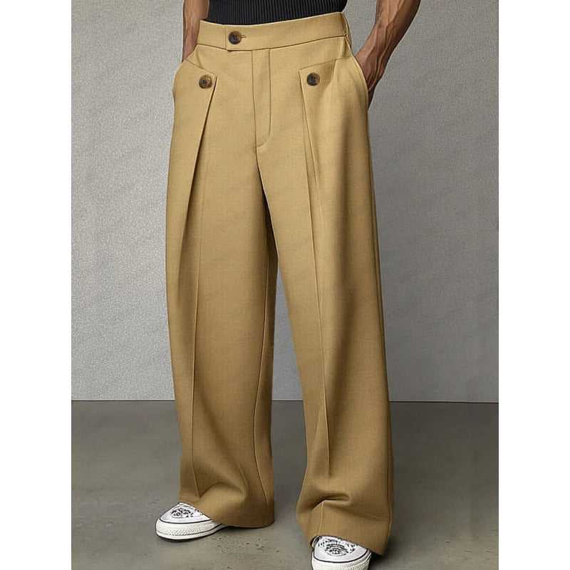 Casual Suit Pants for Men Loose Straight Fit