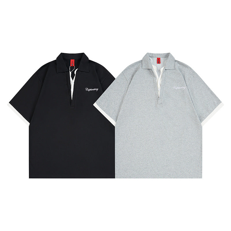 Style Patchwork Two-Piece Polo Shirt for Men